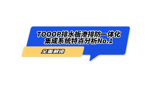 全面解析：TOOOP排水板渗排防一体化集成系统特点分析NO.1